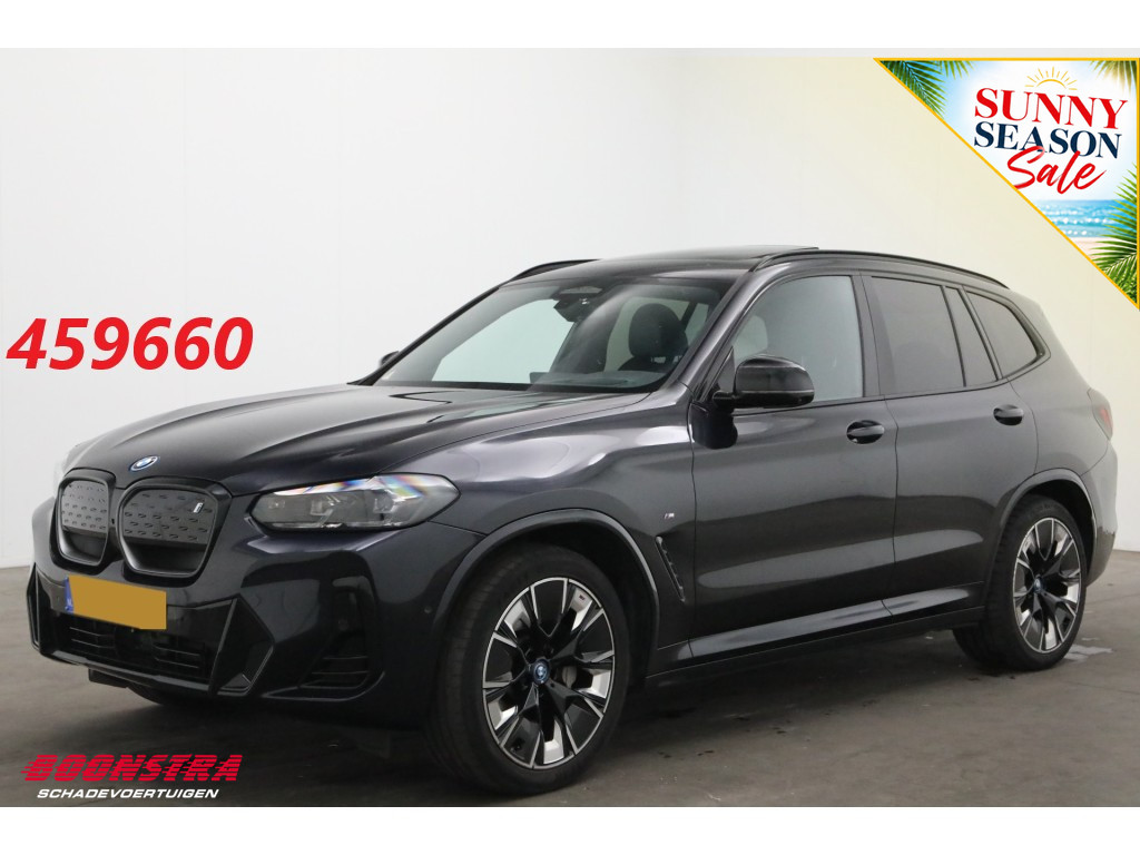 BMW iX3 M Sport 80 kWh H/K HUD Pano Schuif/kantel ACC Navi Clima Leder Memory SHZ Camera 360° PDC